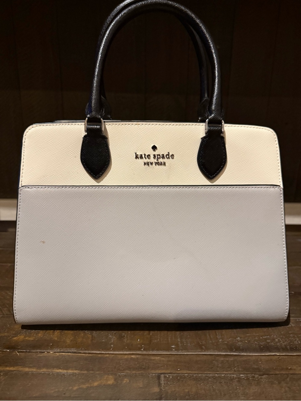 kate spade Two-Tone Cream, Light Gray & Black Hobo